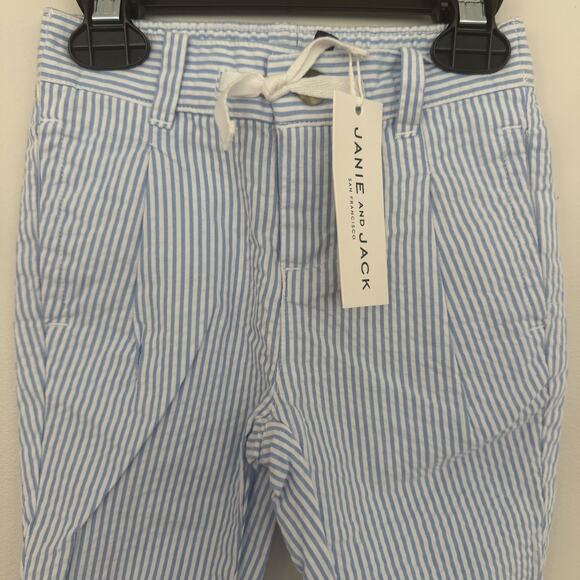 Janie and Jack Drawstring Striped Seersucker Pants in Blue/White - Picture 3 of 7